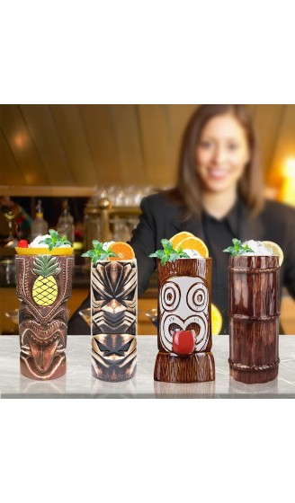 Tiki Becher Cocktail-Set von 7 – Becher Keramik hawaiianische Luau-Party-Tassen Drinkware niedliche exotische Cocktailgläser Tiki-Bar professionelle Hawaii-Party-Barware TKSET0017 7 Stück - B08L4RY4F17