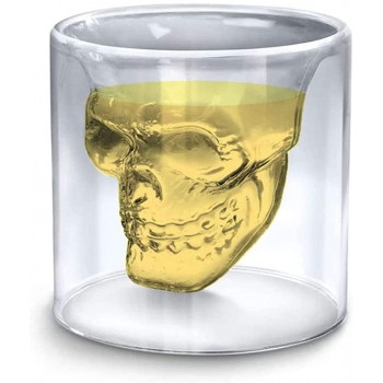 Webao Totenkopf Whiskey Gläser Kristall Doppelwandige Wein Vodka Glas Cocktailglas 250ml - B09CHCXBVME