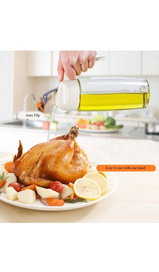 Cherish Olivenöl-Spender 2 Stück Auto-Flip-Salat-Dressing-Flaschen 590 ml Öl-Flasche auslaufsicher Essigspender automatischer Deckel und rutschfester Griff weiß und grau - B07XWVJY6K7