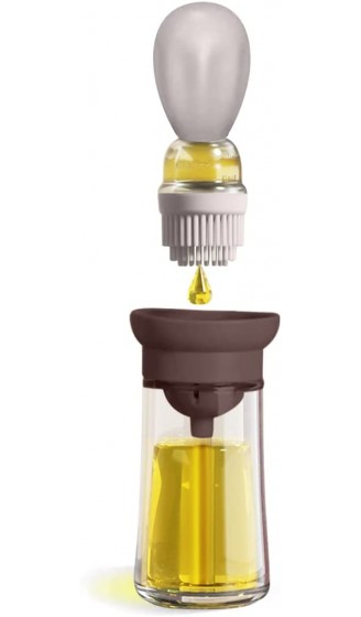 Ölflasche aus Glas mit Silikonbürste für Olivenöl-Spenderflasche für Küche 200 ml Braun - B09SB1WF6PO