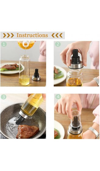 RoseFlower Ölpinsel Flasche 160ML Silikon-Ölflasche mit Pinsel Tragbare Grillölbürste Kochen Dessert Backen Pfannkuchen Werkzeug Olivenöl Honig Essig Salat Würzpinsel #1 - B0995TYYVTA
