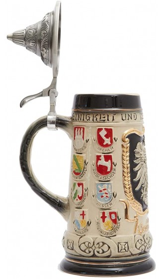 Amoy-Art Bierkrug mit Zinndeckel Gravur Bierseidel Steinkrug Deutsch Schild Wikinger Oktoberfest Bayern München Beer Stein Mug Geburtstag Geschenk 0.85Liter - B07SN27MWXE