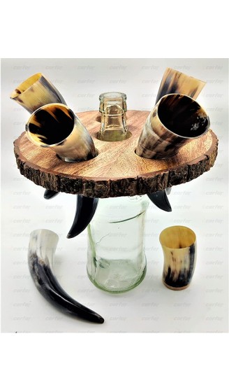 Carfar Handicrafts Wikinger Trinkhorn Schnapsbecher 5er Set Premium Natürliches Wikinger Trinkhorn Wikinger Horn für Met Ale und Bier - B09W2YGRD3R