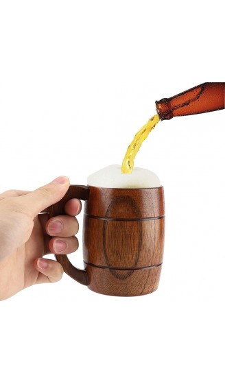 Holz Bierkrug Naturholz Bierbecher Retro Vintage Holzkrug Bier Kaffeebecher mit Griff Holzkrug zum Trinken von Rotwein Kaffee Tee Milch Höhe: ca.4,25 Zoll Durchmesser: ca. 3,15 Zoll - B097PYWY5RU