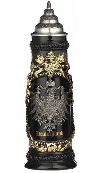 King Bierkrug großer schwarzer Deutschland Zinnwappenseidel Seidel 1 Liter Bierseidel - B008ZZTWTW7