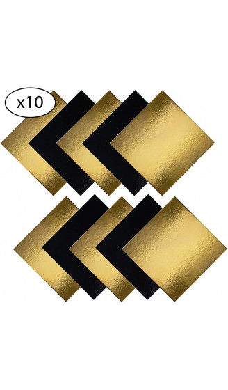 Ein Set von 10 quadratischen Stützen in Farbkarton für Kuchen und Auswahl der Abmessungen gold schwarz 32 cm - B07RY9P3QGN