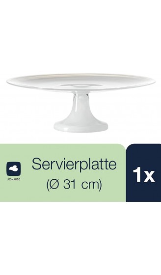 LEONARDO HOME Alabastro Torten-Platte Torten-Teller mit Fuß Glas-Platte für Torten u. Kuchen in Weiß Ø 310 mm 031197 - B06Y5S25WFI