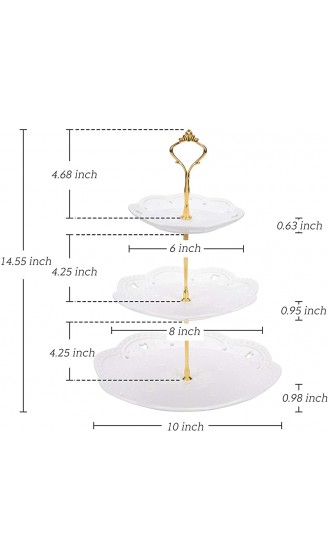 VIVILINEN Kuchenständer aus Keramik 3 Etagen Cupcake-Ständer Süßigkeiten Teller Servierplatte für Nachmittagstee Party Hochzeit - B08PYDFWS81