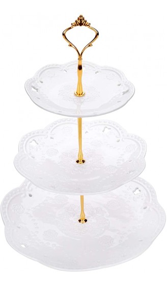 VIVILINEN Kuchenständer aus Keramik 3 Etagen Cupcake-Ständer Süßigkeiten Teller Servierplatte für Nachmittagstee Party Hochzeit - B08PYDFWS81