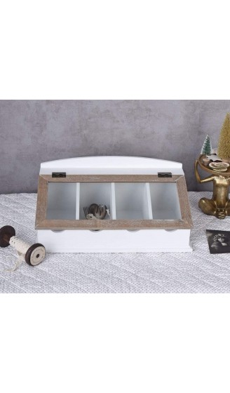 Besteckkiste Weiss Besteckkasten mit Glasdeckel Holzbox Besteckaufbewahrung HMA33 Palazzo Exklusiv - B0052S5LB8Y