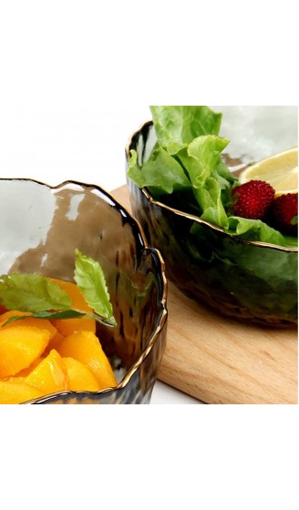 3 Stück Glasschale Rund Salatschüssel Dessertschalen Glasschüssel Set mit goldenem Rand Aus bleifreiem Glas verwendet für Salate Obst und Desserts - B092LHG3TQR