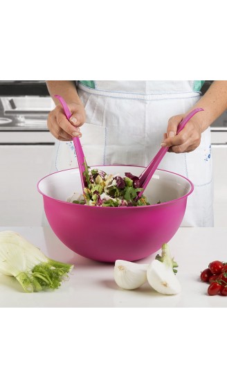 Omada Design Schüssel für Pasta und Salat 6,5 Liter Schüssel aus Polypropylen und integrierten antimikrobiellen Mitteln eliminiert Bakterien und Pilze. Made in Italy Linea Sanaliving Weiß Fuchsie - B00DTQG0A6G