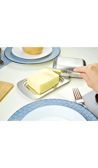Cookery® Butterdose Edelstahl gebürstet spülmaschinenfest | Butterglocke matt aus Metall mit losem Deckel für 250g Butter - B08HVYMTKYN
