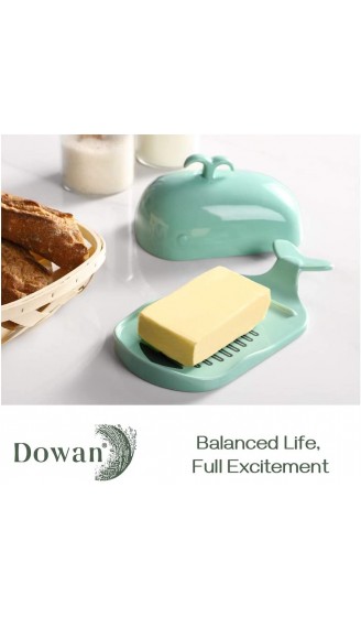DOWAN Butterdose aus Porzellan mit Deckel Groß Butterschale für die Butter Größe: 23,19cm x 11,94cm x 10,8cm Blau - B086CWDF42H