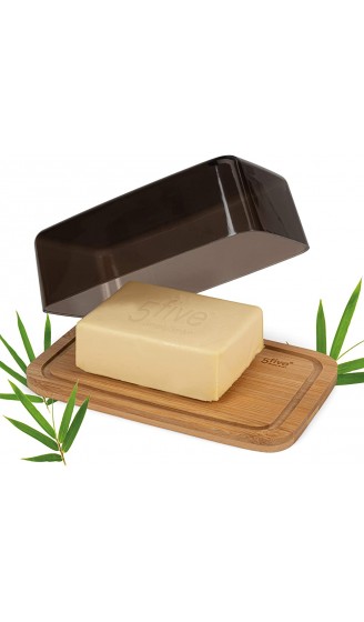 Five5 Ataxis Bambus Butterdose – Hochwertiger Butterbehälter aus Bambus – Nachhaltig und Robust – Butterschale L 19 x B 12,5 x H 6 cm – Edle Butterglocke mit Deckel - B08X7J85K1E
