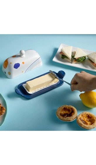 LIFVER Butterdose mit Deckel Butterdose Keramik französische butterdose wassergekühlt 8,7 Zoll Dekoratives Porzellan für Geschenke oder Feiertage weiß - B09MVJC1Q79