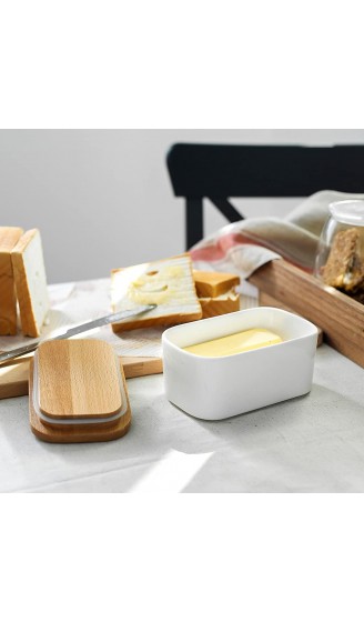 Sweese 303.101 Butterdose Porzellan für 250 g Butter Holzdeckel mit Silikon-Dichtlippe Weiß - B073W9V9NJV