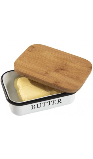 Theo&Cleo Butterdose mit Holzdeckel Butterglocke für 250 g Butter Multi-Funktion Butter Dish Edlem & Nachhaltigem Bambusdeckel Weiß Weiß - B09632QK92A