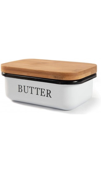 Theo&Cleo Butterdose mit Holzdeckel Butterglocke für 250 g Butter Multi-Funktion Butter Dish Edlem & Nachhaltigem Bambusdeckel Weiß Weiß - B09632QK92A