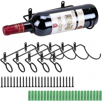 BSTKEY Weinflaschenhalter zur Wandmontage Eisen für Rotwein Getränke Likörflaschen Metallhalterung zum Aufhängen 6 Stück Flaschenmund nach links - B07T131RNBK