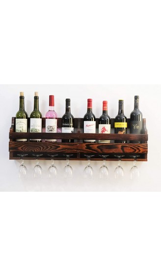 JRLinco Wine Rack Weinglashalter Weinregal an der Wand Weinglas & Wein Flaschenregal Pinienholz 8 Flaschen 8 Lange Stem Glashalter（Charcoal Walnut Color） - B07RZBR68QD