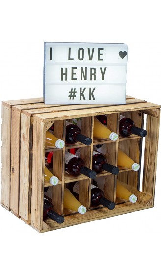 Kistenkolli Altes Land Flaschenregal Henry Natur geflammt Maße ca 50x40x30cm Regalkiste Flaschenablage Weinregal Apfelkiste Weinkiste Geflammt - B07BDPKP92C