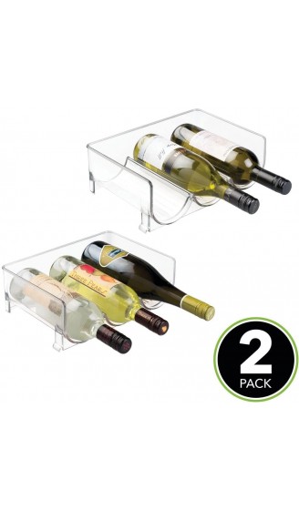 mDesign 2er-Set Flaschenregal – stapelbare Aufbewahrung für Wasserflaschen bzw. Trinkflaschen – ideal als Weinflaschenregal bzw. Weinflaschenhalter mit Platz für je 3 Flaschen – durchsichtig - B01G8ZWP7Q4
