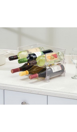 mDesign 2er-Set Flaschenregal – stapelbare Aufbewahrung für Wasserflaschen bzw. Trinkflaschen – ideal als Weinflaschenregal bzw. Weinflaschenhalter mit Platz für je 3 Flaschen – durchsichtig - B01G8ZWP7Q4