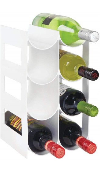 mDesign praktisches Wein- und Flaschenregal – Weinregal Kunststoff für bis zu 8 Flaschen – freistehendes Regal für Weinflaschen oder andere Getränke – weiß - B07BH1NS91N