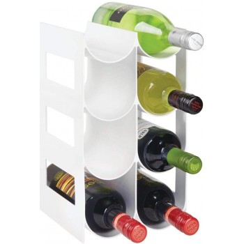 mDesign praktisches Wein- und Flaschenregal – Weinregal Kunststoff für bis zu 8 Flaschen – freistehendes Regal für Weinflaschen oder andere Getränke – weiß - B07BH1NS91N