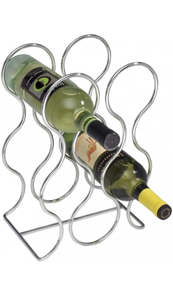 mDesign Weinflaschenhalter für 6 Flaschen – Weinregal Metall mit Chromlegierung Modernes Weinzubehör für jede Küche – Flaschenhalter für diverse Flaschen gleicher Größe - B017AD1TQ8F