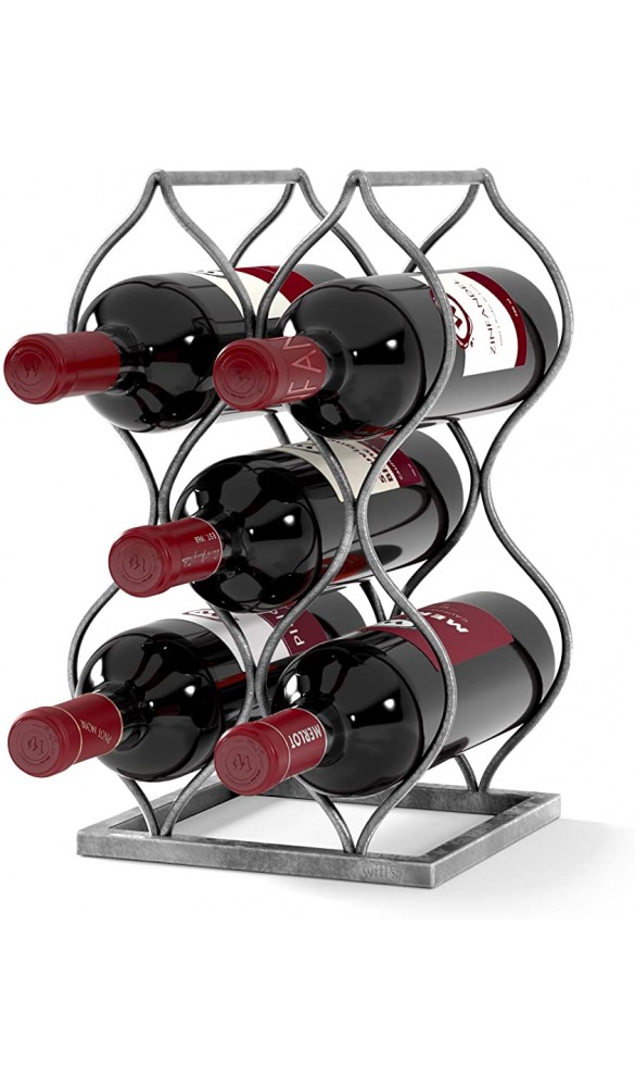 Will's Tabletop Wine Rack Imperial Trellis 5 Bottle Silver – Freestanding countertop Wine Rack and Wine Bottle Storage Perfect Wine Gifts and Accessories for Wine Lovers no Assembly Required - B07TZHDPHDB