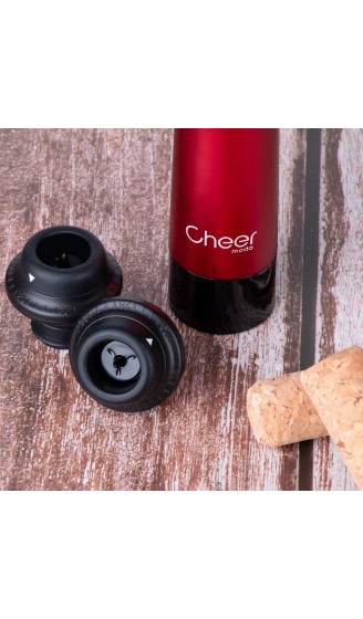 Cheer Moda Wine Saver Vakuumpumpen-Kit mit 2 Flaschenverschlüssen Rot - B0819SSXPVF