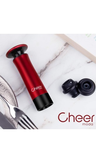 Cheer Moda Wine Saver Vakuumpumpen-Kit mit 2 Flaschenverschlüssen Rot - B0819SSXPVF