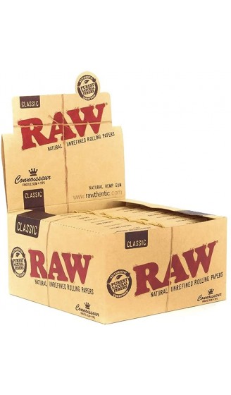 3 x RAW Classic Connoisseur Kingsize Slim Skin Rolling Papers with Roach Tips - B073XLVNLB5