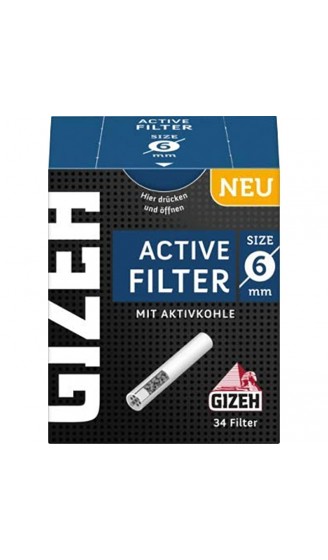 Gizeh 68 x Active Tips Slim Aktivkohlefilter 6mm 2x34er Filtertips - B07H4NPFKZS