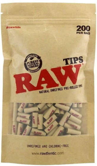 RAW 2 X Natural UNREFINED PRE-Rolled Tips - B07RTWSVSNK