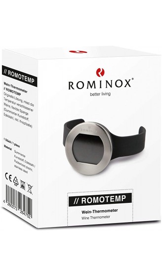 ROMINOX Geschenkartikel Wein-Thermometer Romotemp – Weinzubehör Weinliebhaber Originelles Thermometer misst die Temperatur verschlossener Weine Flexible Spange; Maße: ca. 7.5 x 7 x 4 cm - B00GZIHSDID